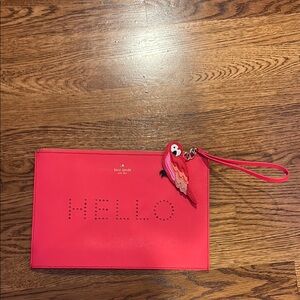 Kate Spade Pink/orange/red Wristlet with Parrot Charm